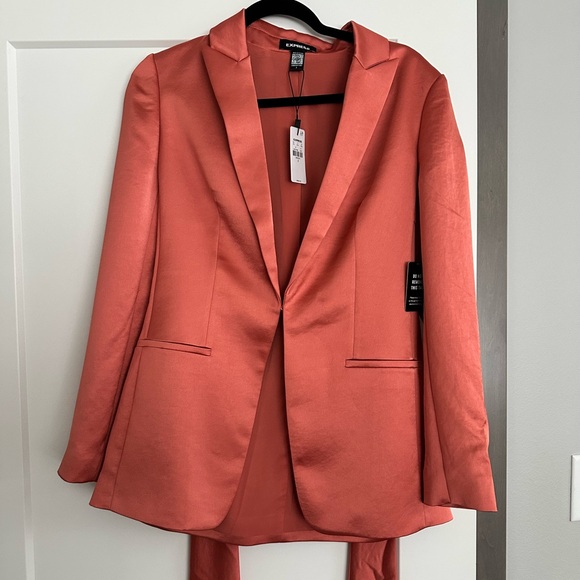 satin tie waist blazer
